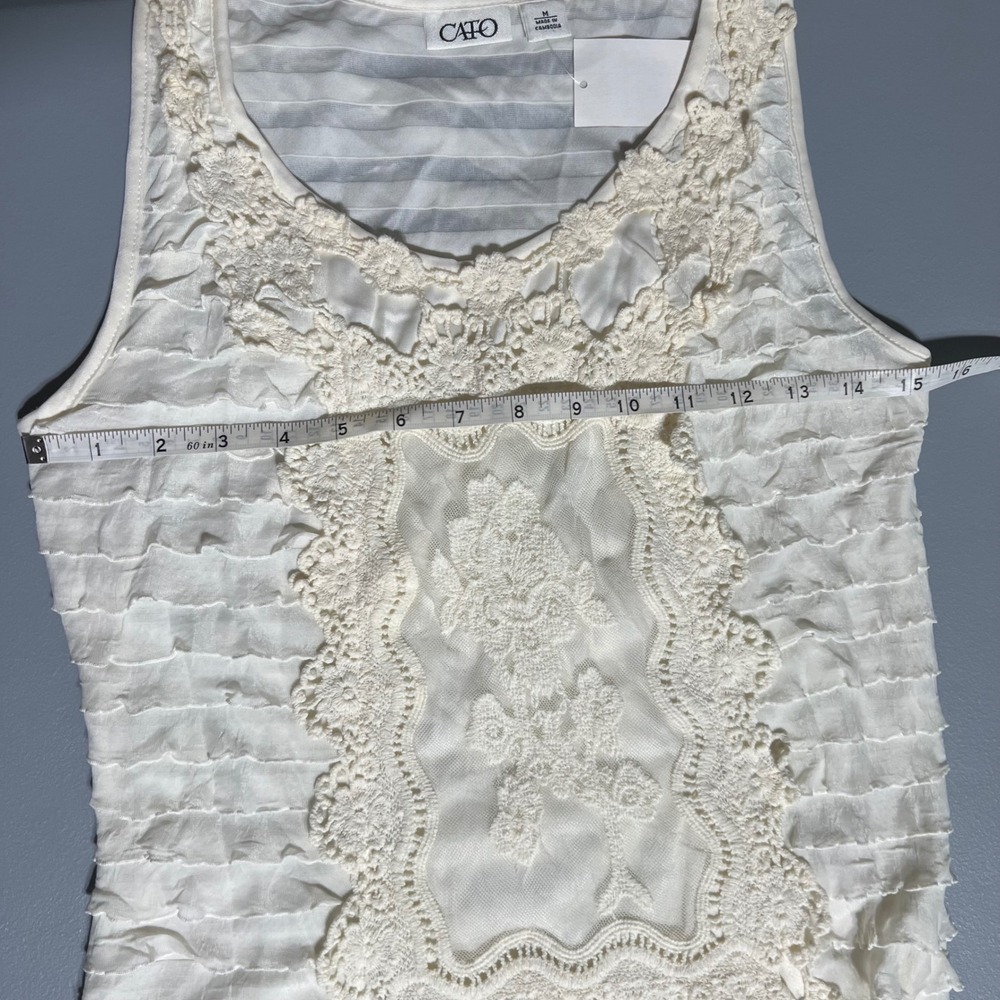 CAHO Ivory Lace Fairy Tank Whismsigoth Boho Cottagecore Romantic Ruffle M - Picture 5 of 10